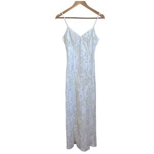 Vtg 90s Victorias Secret Womens Maxi Slip Dress Lingerie Size S Cream Bride Slit